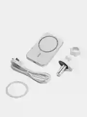 Белый magsafe (магнитный) держатель для iPhone в машину, беспроводная зарядка 15W