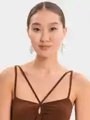 Золотой серьги петли "Листья "