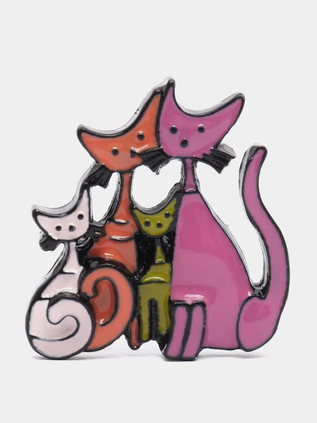 Фуксия брошь Кошки