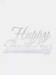 Серебряный топпер #Т49 "Happy Birthday", из акрила для украшения торта