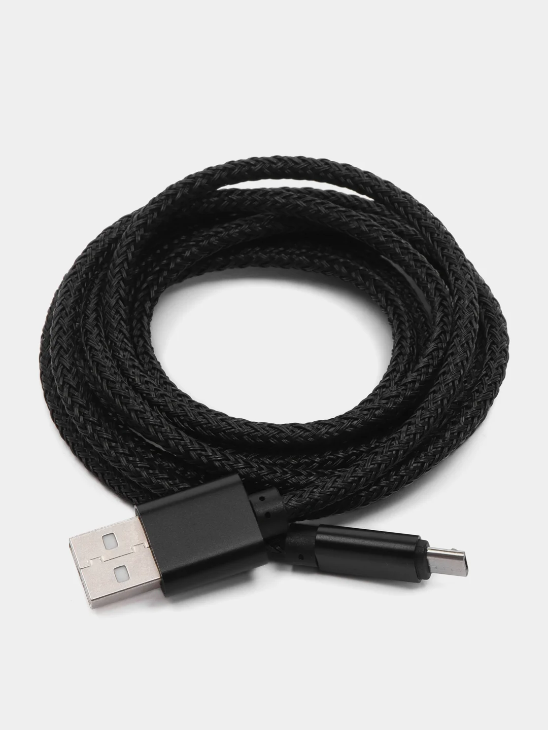 Черный плетёный зарядный кабель Micro-USB, Lightning, зарядка на Андроид, Айфон, 1 м, 2 м
