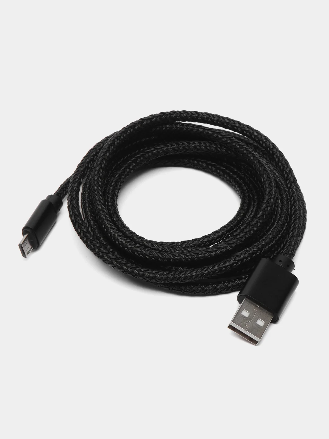 Черный плетёный зарядный кабель Micro-USB, Lightning, зарядка на Андроид, Айфон, 1 м, 2 м