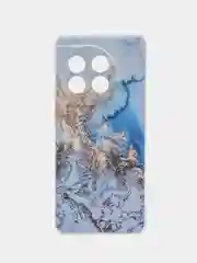 Голубой силиконовый чехол на OnePlus 11 / Ван Плас 11 прозрачный, с рисунком, защита камеры