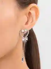 Серебряный серьги женские, сердечки с бусами