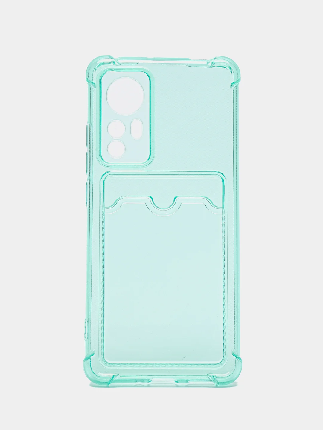 Бирюзовый силиконовый чехол Xiaomi 12/12X/12S (Сяоми 12/12Х/12С), прозрачный