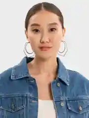 Серебряный женские, двойные, объемные серьги-кольца