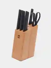 Коричневый набор ножей Xiaomi Huo Hou Fire Kitchen, 4 ножа и ножницы с подставкой, HU0057