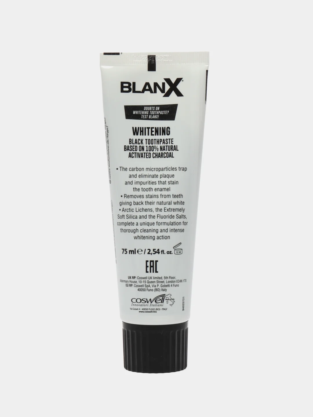Отбеливающая зубная паста BlanX Black Charcoal, с активным древесным углем, 75 мл