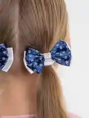 Индиго банты школьные для волос на резинке