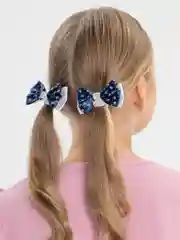 Индиго банты школьные для волос на резинке