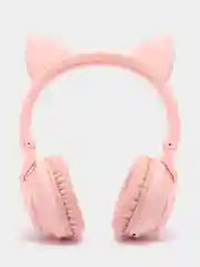 Розовый беспроводные светящиеся наушники Borofone BO18 Cat ear, накладные наушники полноразмерные
