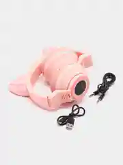 Розовый беспроводные светящиеся наушники Borofone BO18 Cat ear, накладные наушники полноразмерные