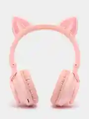 Розовый беспроводные светящиеся наушники Borofone BO18 Cat ear, накладные наушники полноразмерные