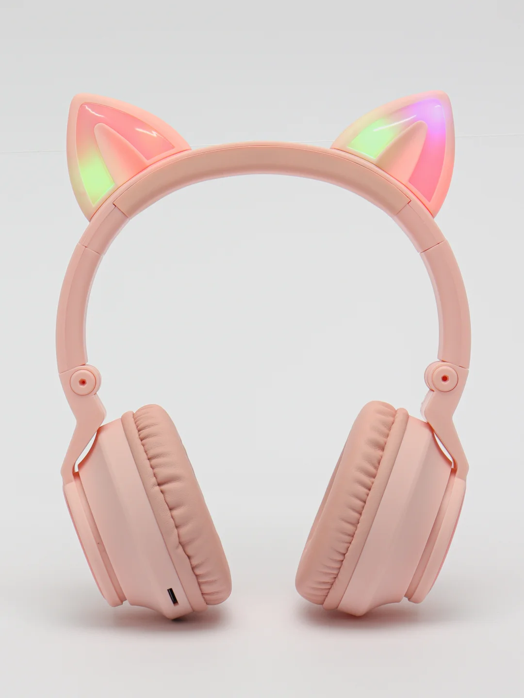 Розовый беспроводные светящиеся наушники Borofone BO18 Cat ear, накладные наушники полноразмерные