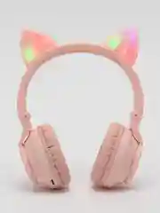 Розовый беспроводные светящиеся наушники Borofone BO18 Cat ear, накладные наушники полноразмерные