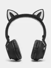 Черный беспроводные светящиеся наушники Borofone BO18 Cat ear, накладные наушники полноразмерные