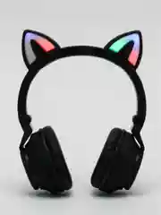 Розовый беспроводные светящиеся наушники Borofone BO18 Cat ear, накладные наушники полноразмерные