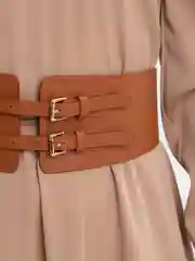 Терракотовый пояс-корсет эластичный, с двойной пряжкой