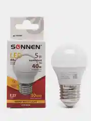 Лампа светодиодная SONNEN, 5(40)Вт, цоколь E27, шар, тепл.белый, 30000ч, LED G45-5W-2700