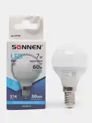 Лампа светодиодная SONNEN, 7(60)Вт, цоколь Е14, шар, хол. белый, 30000ч, LED G45-7W-4000