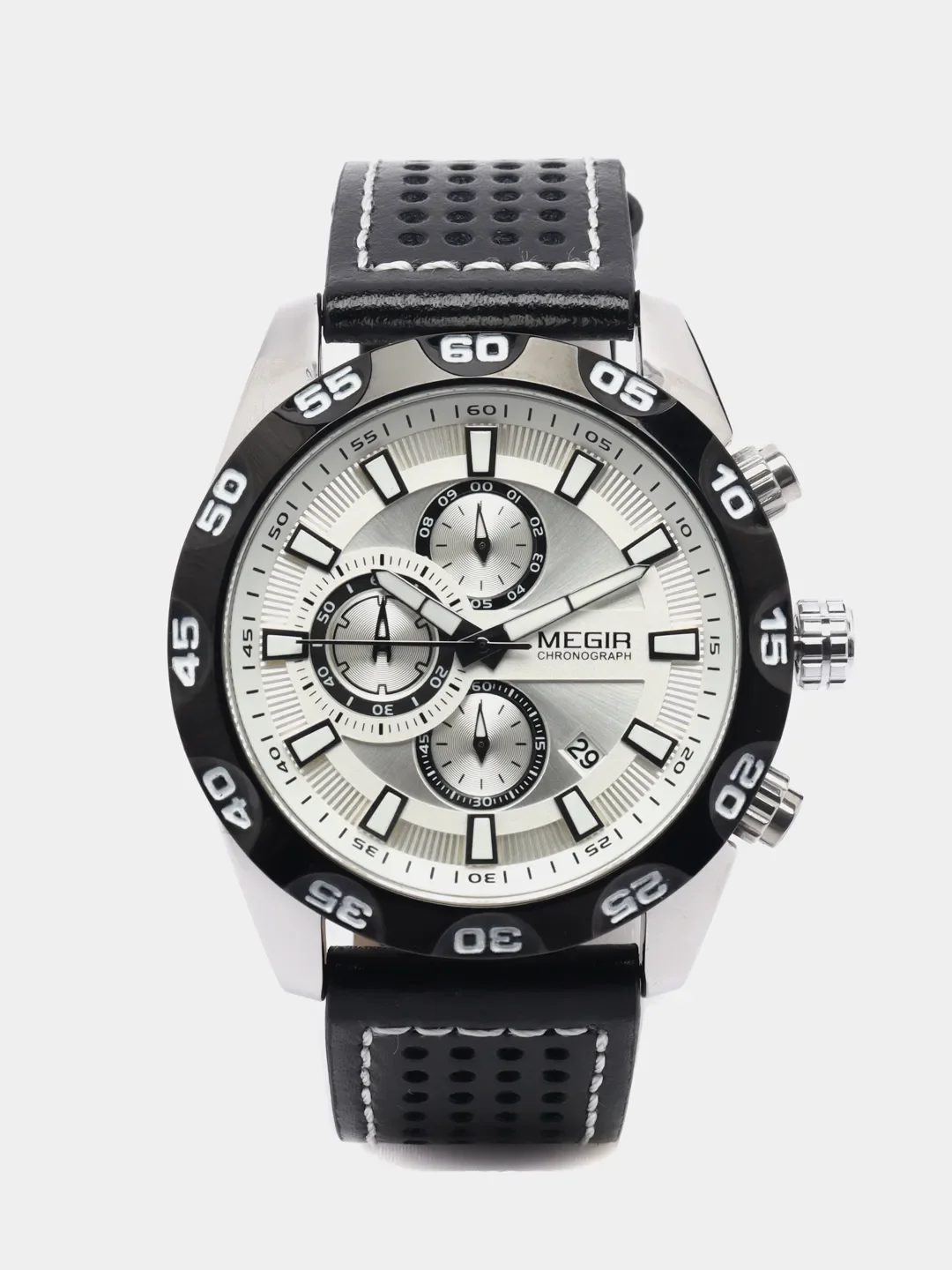Серебряный мужские наручные часы Megir ML2096G, с хронографом, в подарочной упаковке