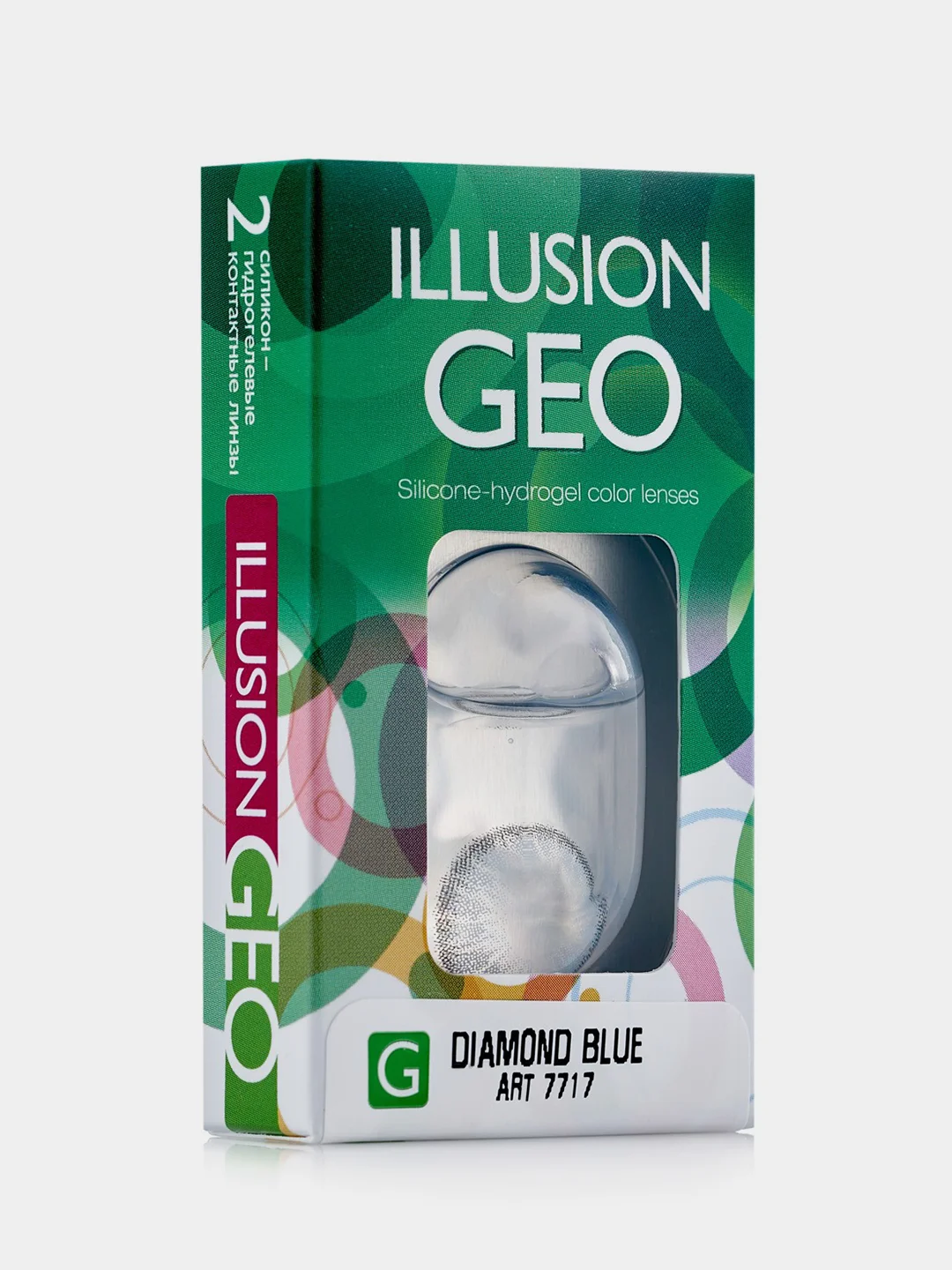 Небесно-голубой цветные контактные линзы ILLUSION GEO Diamond 8,6/ 14,2/ 0.00