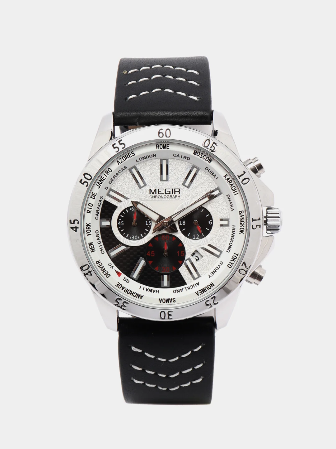 Серебряный мужские наручные часы Megir ML2103G с хронографом, в подарочной упаковке