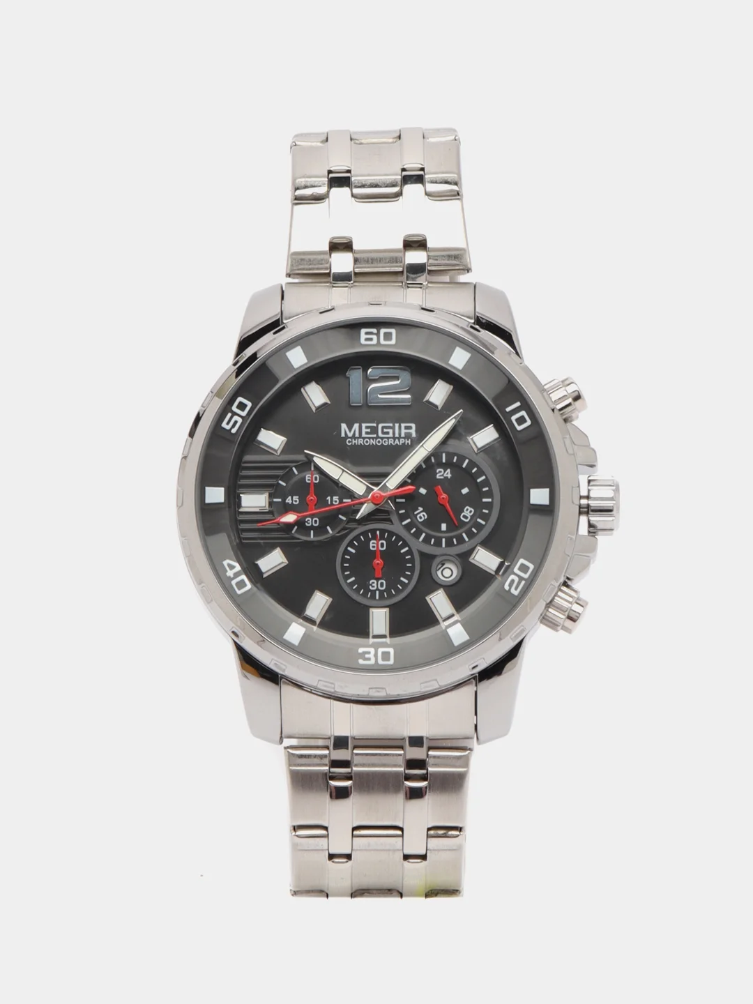 Серебряный мужские наручные часы Megir MS2068G, с хронографом, в подарочной упаковке