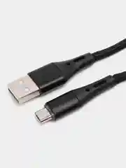 Черный нейлоновый кабель для зарядки Type-C / microUSB с подсветкой коннектора