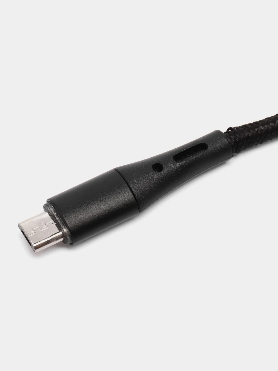 Черный нейлоновый кабель для зарядки Type-C / microUSB с подсветкой коннектора