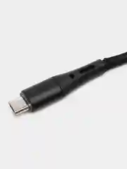Черный нейлоновый кабель для зарядки Type-C / microUSB с подсветкой коннектора