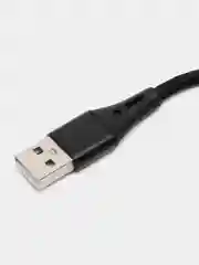 Черный нейлоновый кабель для зарядки Type-C / microUSB с подсветкой коннектора
