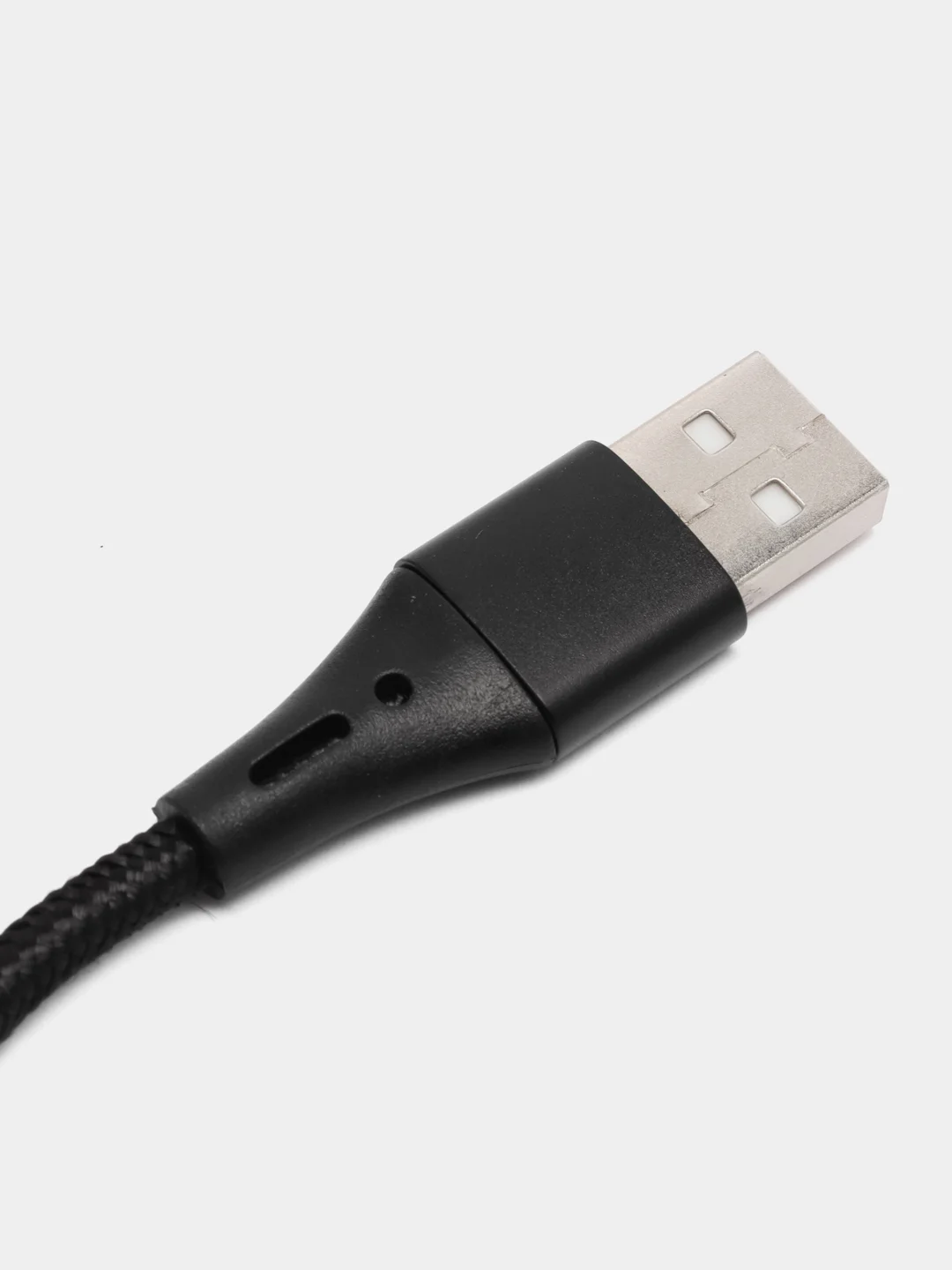 Черный нейлоновый кабель для зарядки Type-C / microUSB с подсветкой коннектора