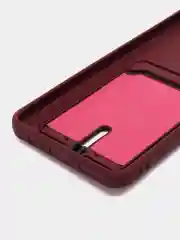 Бордовый чехол для Huawei Honor X7 (Хуавей Хонор Х7) силиконовый, с карманом для карты