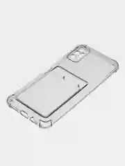 Хром силиконовый чехол для Tecno Spark 8P (Техно Спарк 8П), с карманом для карт, прозрачный