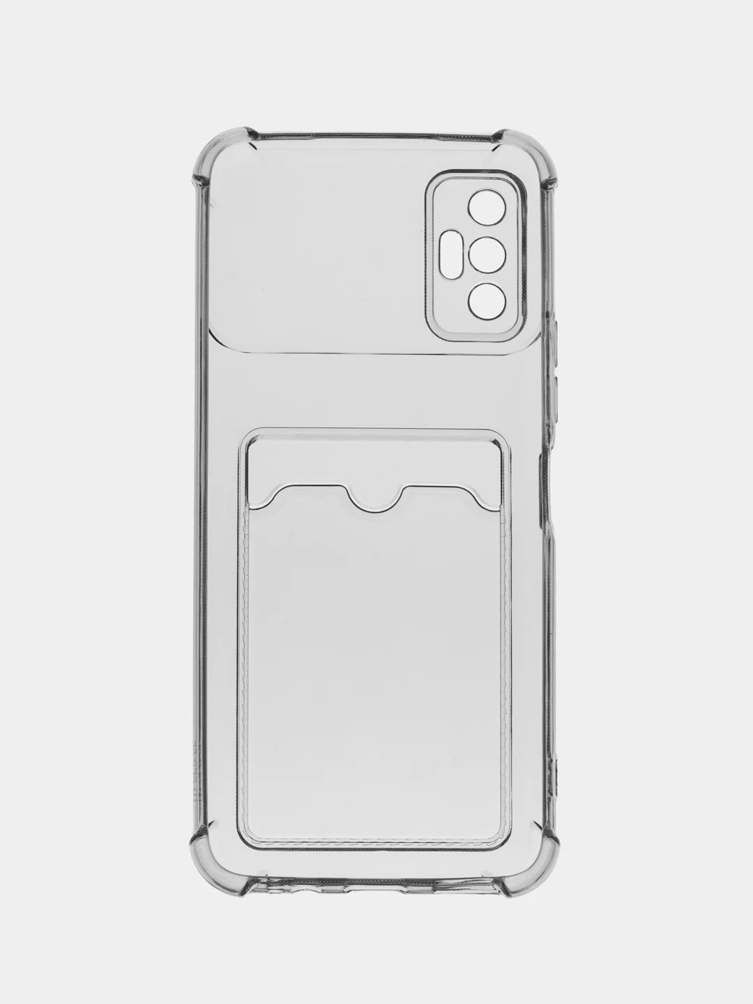 Хром силиконовый чехол для Tecno Spark 8P (Техно Спарк 8П), с карманом для карт, прозрачный