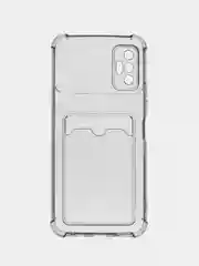 Хром силиконовый чехол для Tecno Spark 8P (Техно Спарк 8П), с карманом для карт, прозрачный
