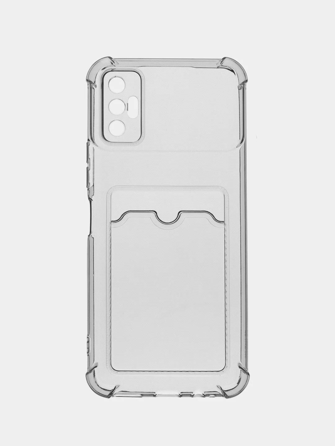 Хром силиконовый чехол для Tecno Spark 8P (Техно Спарк 8П), с карманом для карт, прозрачный