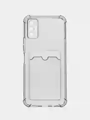 Хром силиконовый чехол для Tecno Spark 8P (Техно Спарк 8П), с карманом для карт, прозрачный