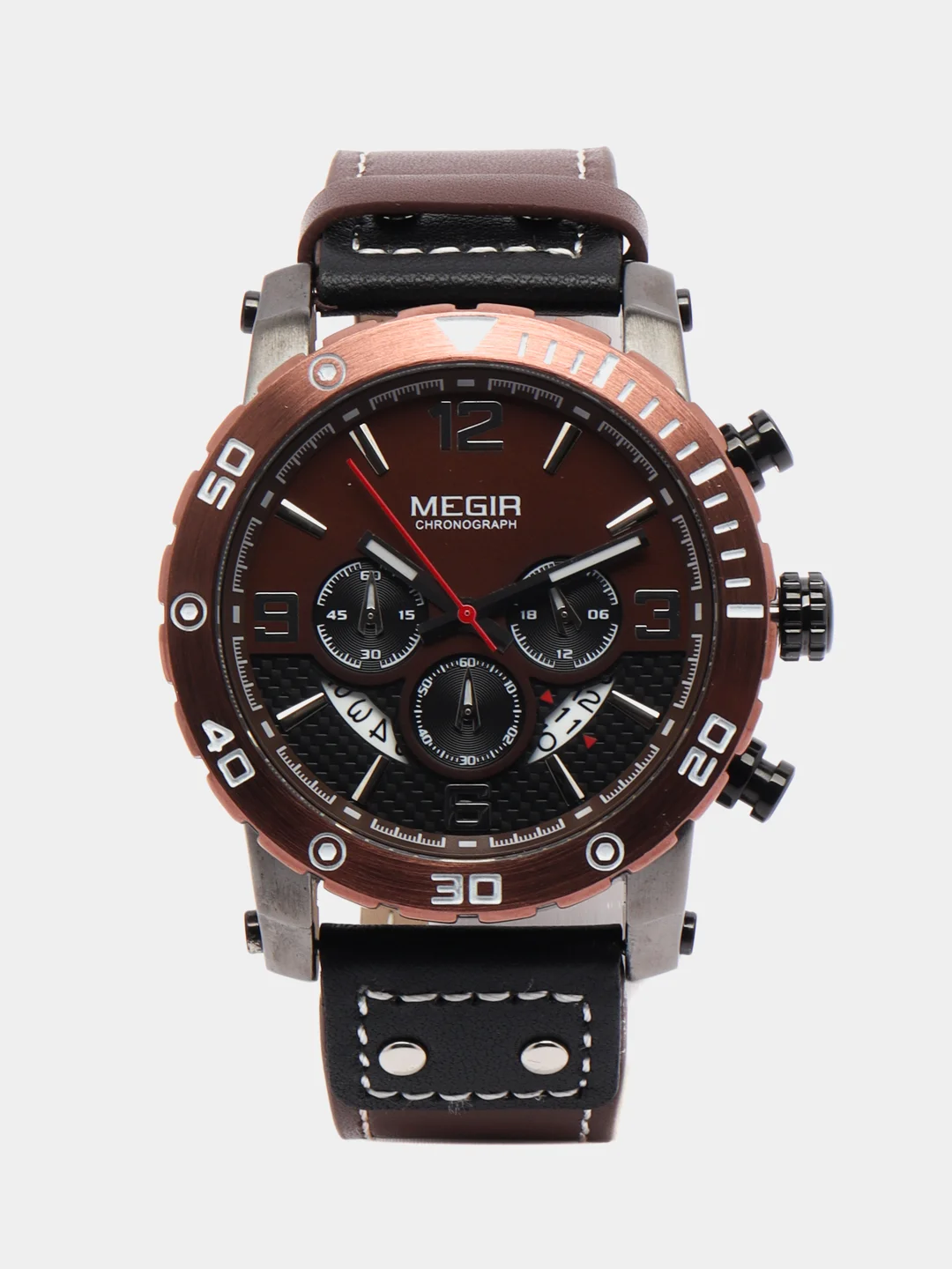 Коричневый мужские наручные часы Megir ML2084G, с хронографом, в подарочной упаковке