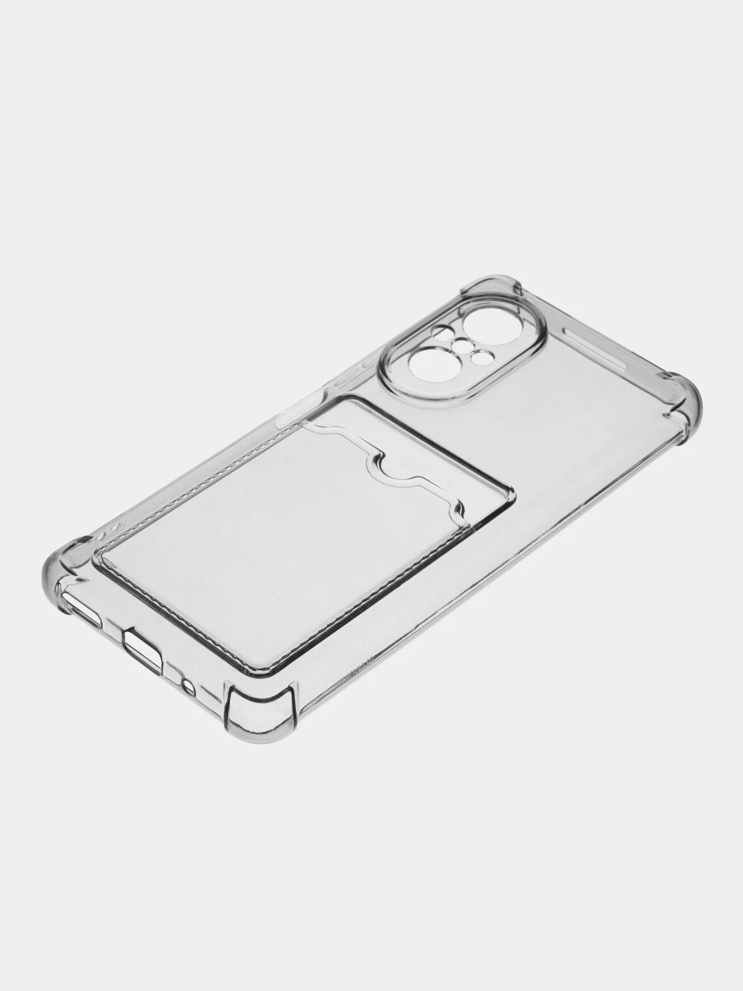 Хром силиконовый чехол для Huawei nova 9 SE (Хуавей нова 9 СЕ), прозрачный, с карманом для карт