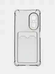 Хром силиконовый чехол для Huawei nova 9 SE (Хуавей нова 9 СЕ), прозрачный, с карманом для карт