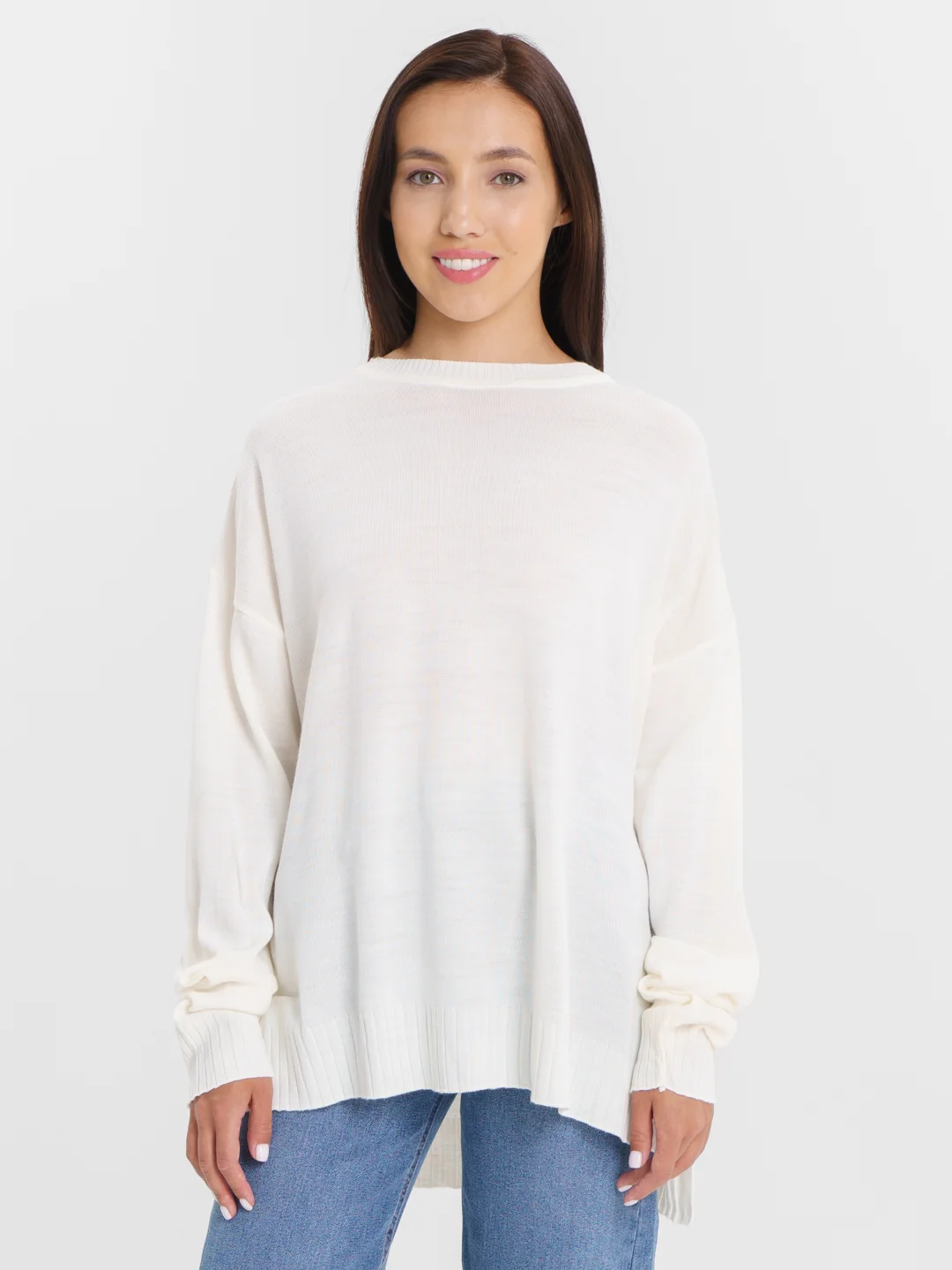 Белый свитер женский oversize, оверсайз, Sharmin