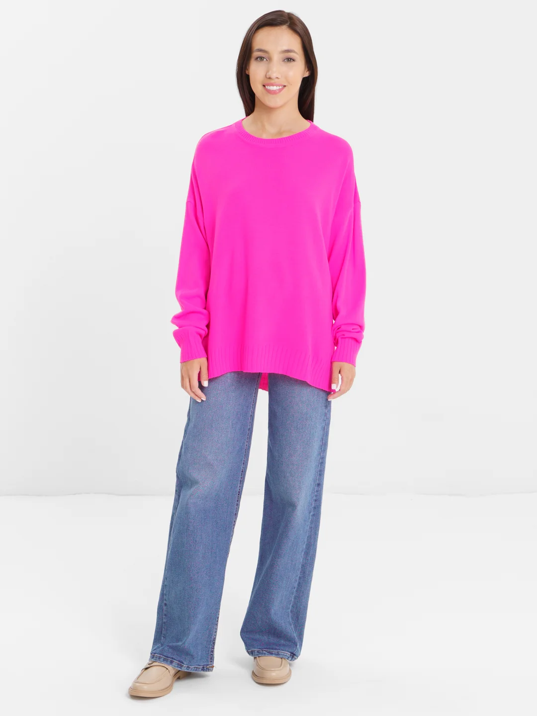 Светло-коричневый свитер женский oversize, оверсайз, Sharmin