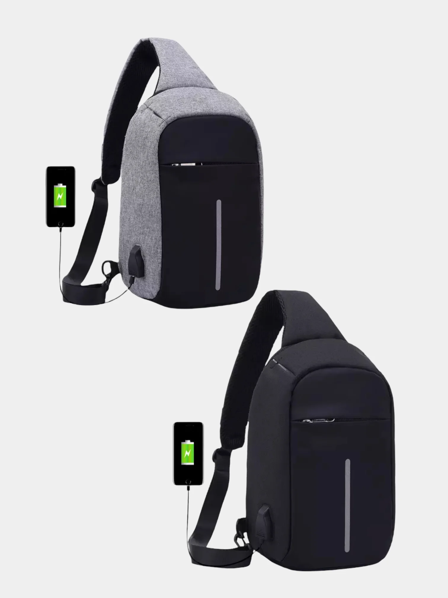 Мужская сумка через плечо с выходом для USB и наушников
