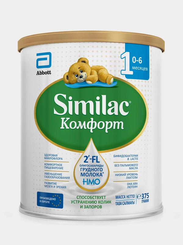 Смесь детская Similac Комфорт 1, от колик и запоров, 0-6 месяцев, 375 г