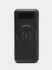 Белый повербанк (Powerbank) 10000, беспроводная зарядка, кабель Lightning, Type-C, Micro, USB A