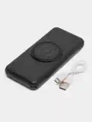 Белый повербанк (Powerbank) 10000, беспроводная зарядка, кабель Lightning, Type-C, Micro, USB A