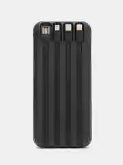 Белый повербанк (Powerbank) 10000, беспроводная зарядка, кабель Lightning, Type-C, Micro, USB A