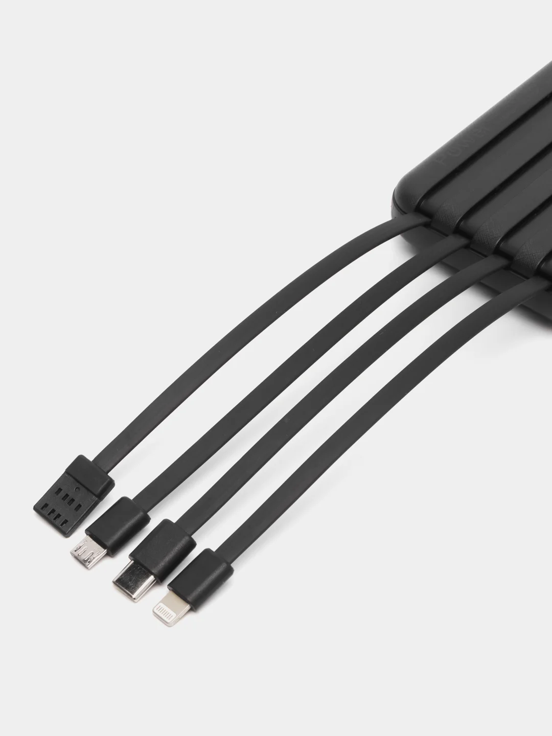 Белый повербанк (Powerbank) 10000, беспроводная зарядка, кабель Lightning, Type-C, Micro, USB A